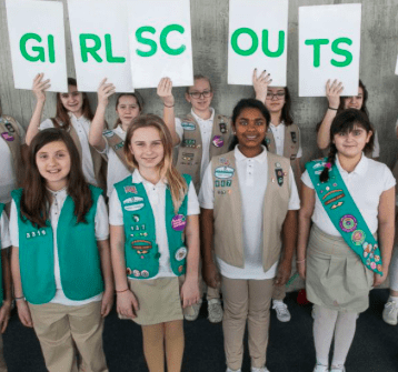 A photo of girls in Girl Scout uniforms